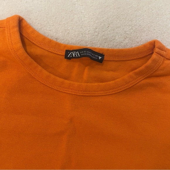 Zara Orange Cropped Shirt - Picture 2 of 2